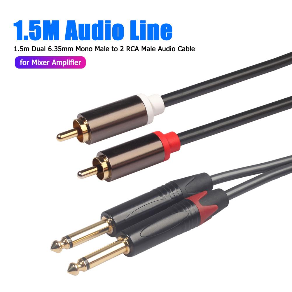1.5m/4.9ft  6.35mm 1/4    RCA    ̺ ڵ ũ  ī Ŀ 